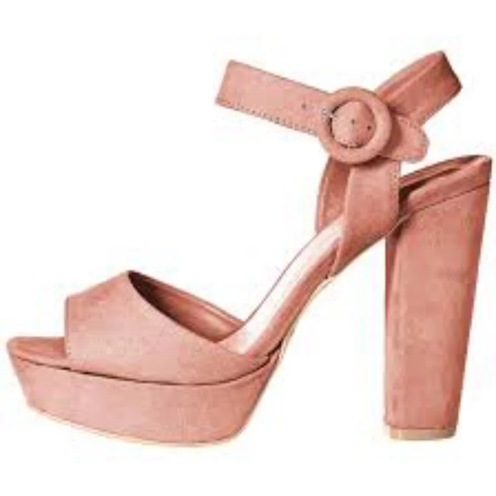 QUPID Suede Chunky Ankle Strap Platform Sandals NWOT! - Picture 5 of 8